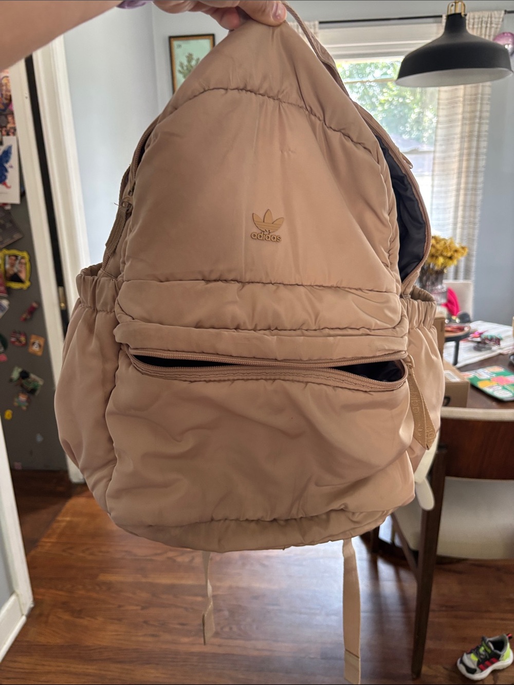 adidas Women's Beige Puffer Mini Backpack - Picture 2 of 7